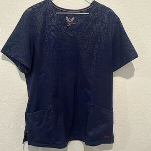 Smitten metallic scrub top size large